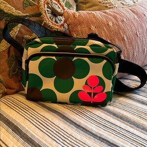 Orla Kiely Green, Black and Pink Graphic Crossbody Bag
